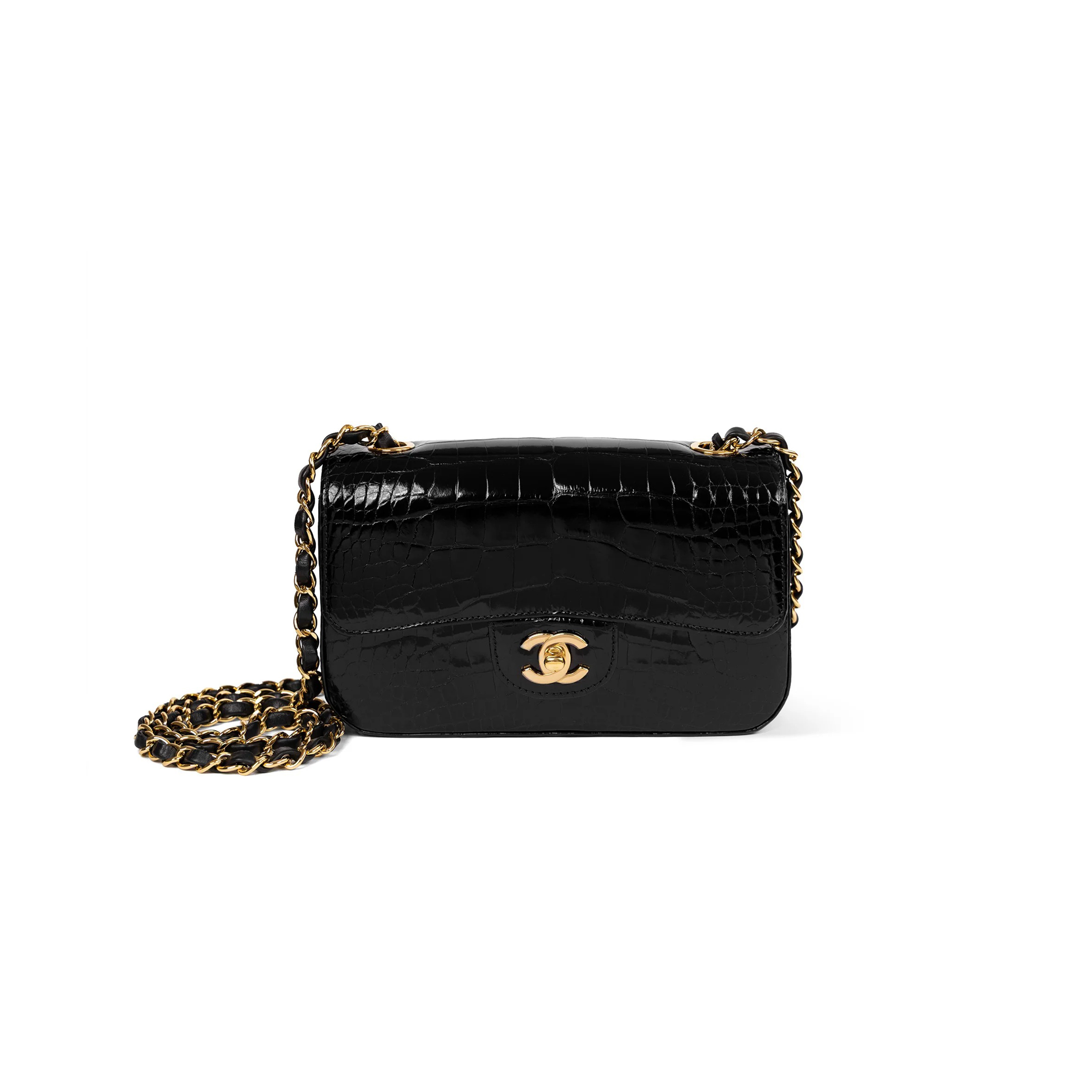 CHANEL MASTER MINI ALLIGATOR FLAP BAG IN BLACK (20*12*6cm)